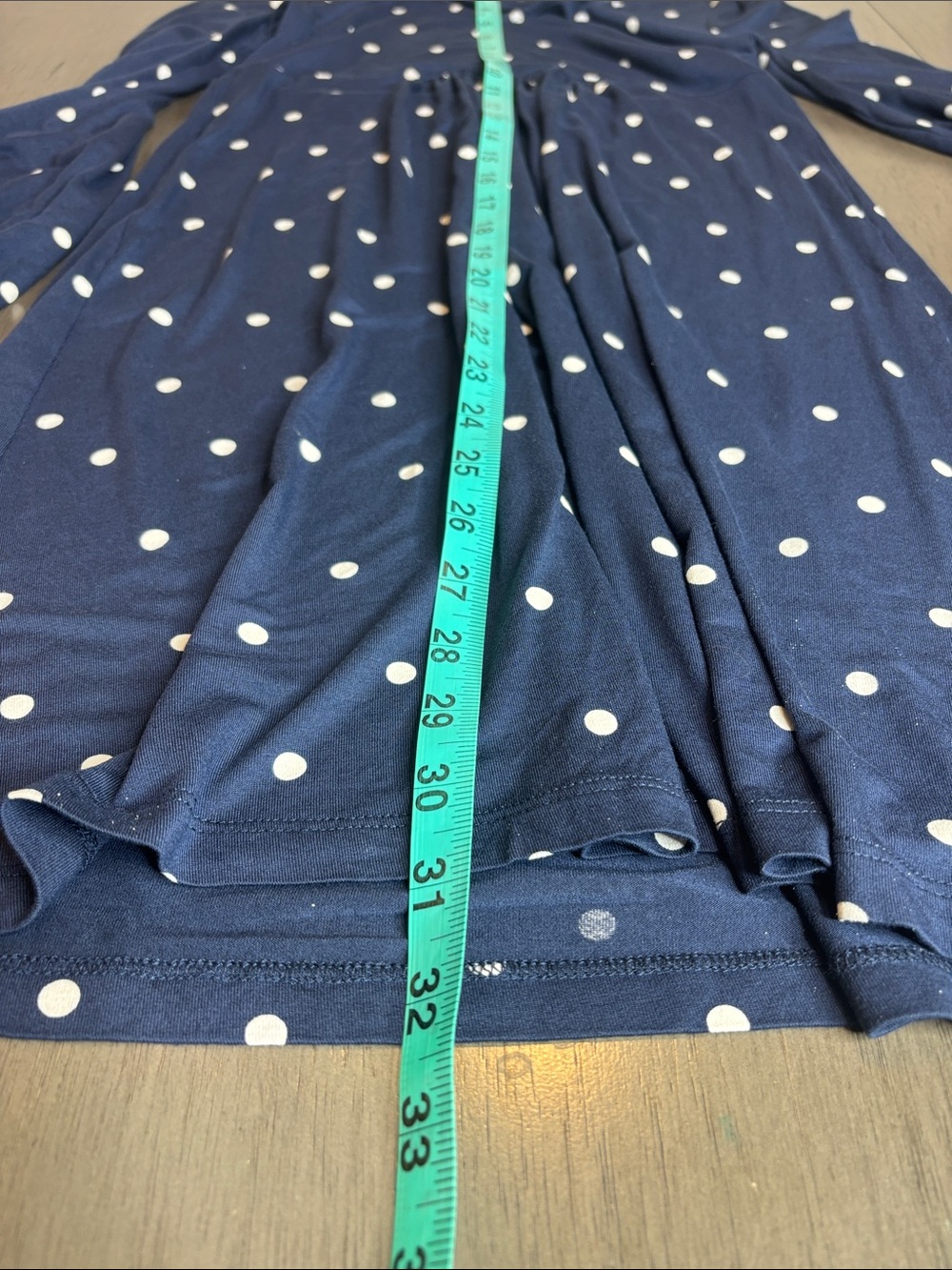 💙Boden Navy Blue Polka Dot V-Neck Dress Petite 4P Stretch Long Sleeve Flowy💙 - Picture 9 of 11